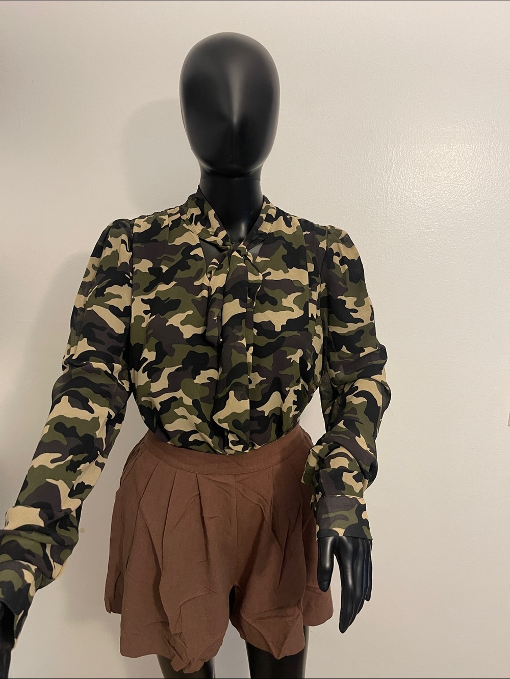 Camouflage Bow Tie Top